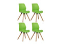 Set of 4 Dining Chairs - Plastic/Wood - Green - Domopure LXLD21840