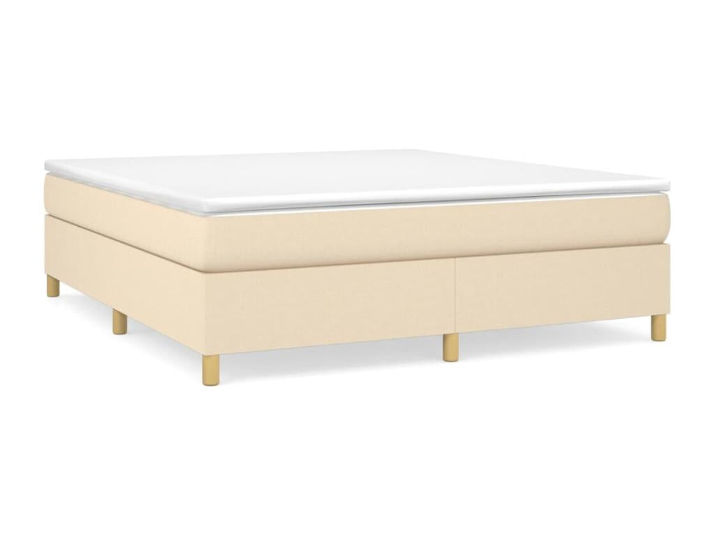 Upholstered bed base with mattress, Cream, 160x200 cm, Fabric RWQL90883