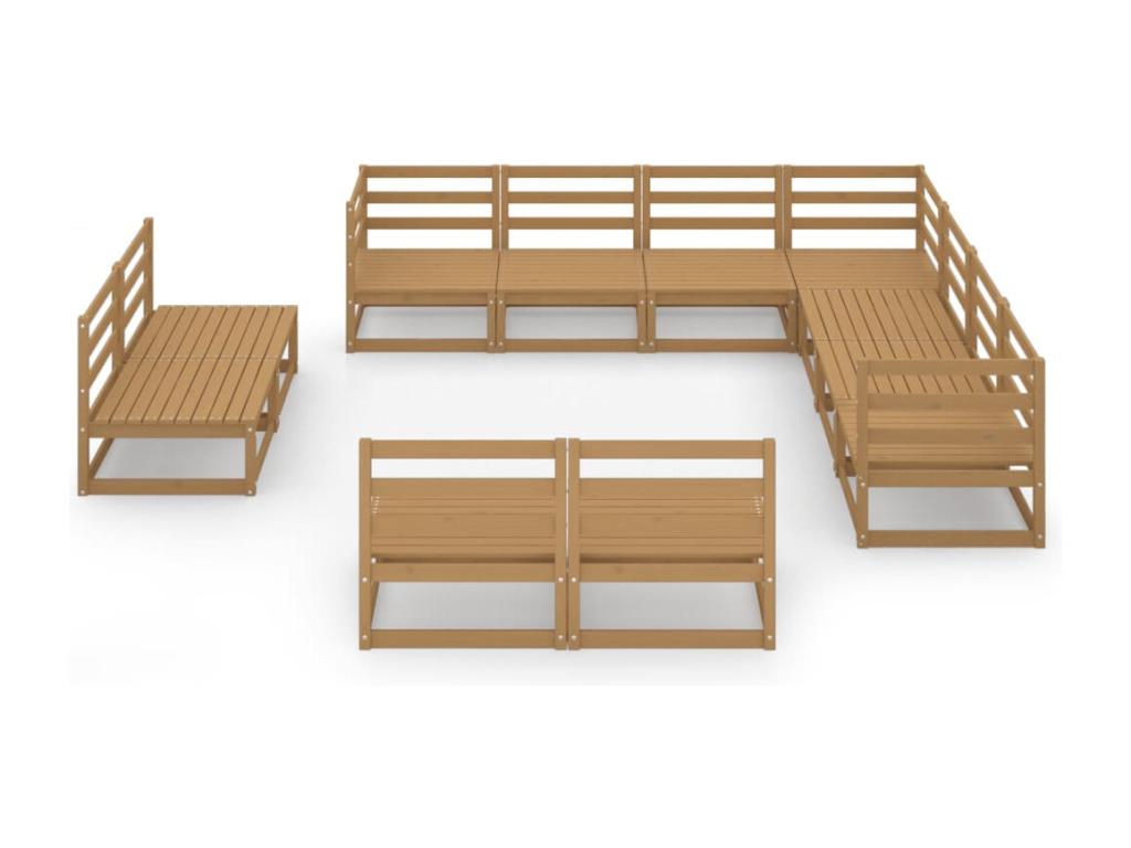 11-piece garden furniture set, honey brown, solid pine wood ZXPV52384