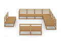 11-piece garden furniture set, honey brown, solid pine wood ZXPV52384