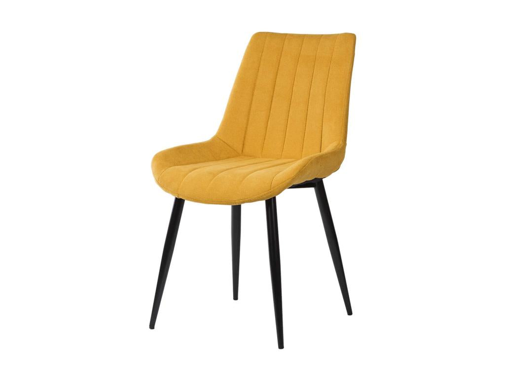 Chicyla GVTU17521 Modern Chair in Mustard Yellow Quilted Fabric and Black Metal Legs