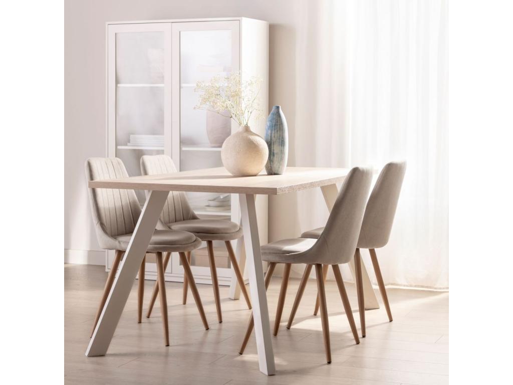 Beige fabric dining chair 47x87 cm - Chicyla XCHZ55746