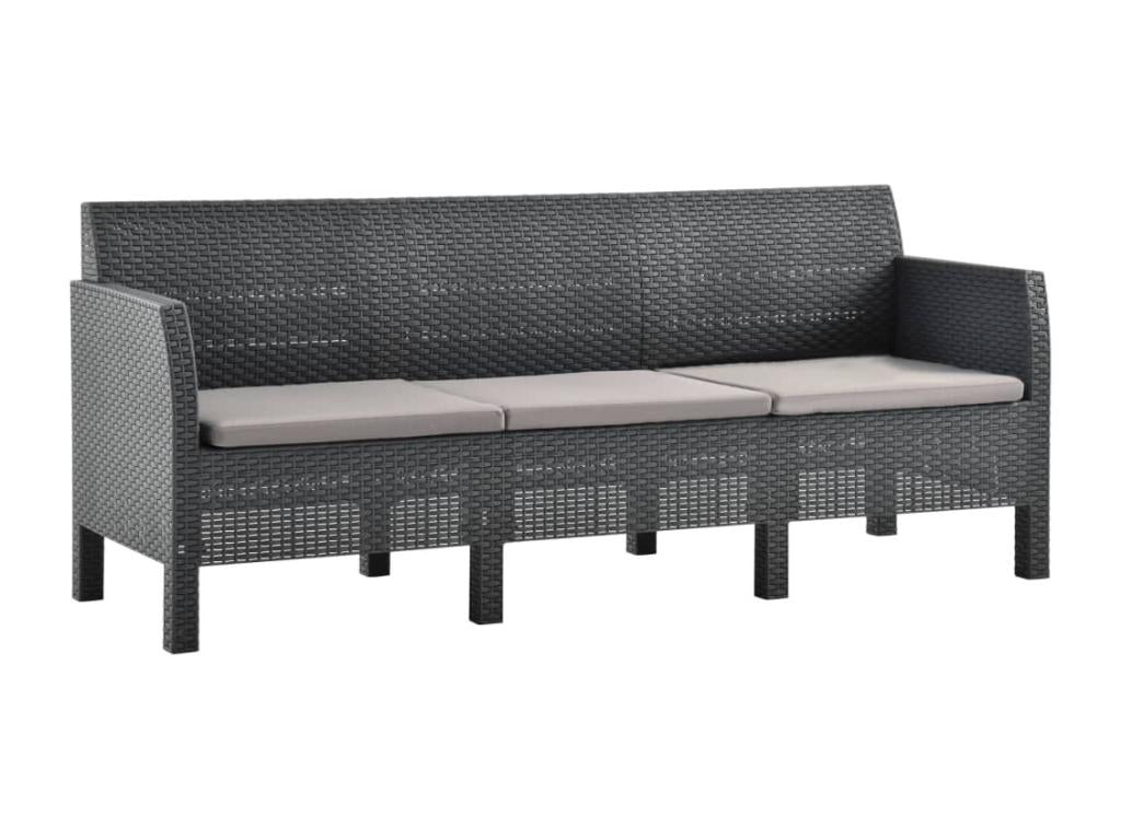 3-piece garden furniture set with PP cushions, rattan, anthracite, NUNR43661