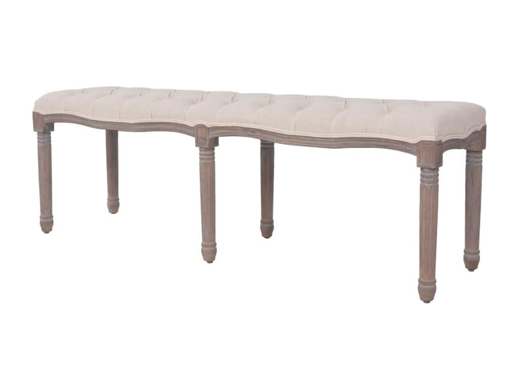 Linen Bench, Solid Wood, 150x40x48 cm, Cream White PWBD53340