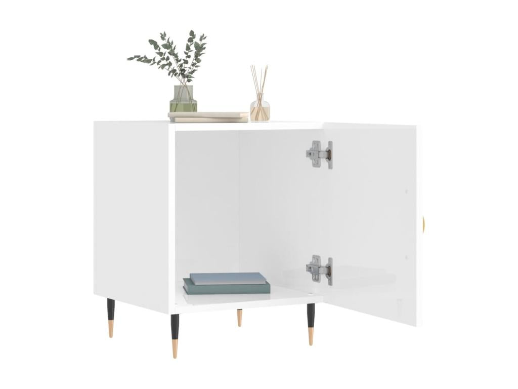 2-piece bedside tables, glossy white, 40x40x50 cm, OBOK07339