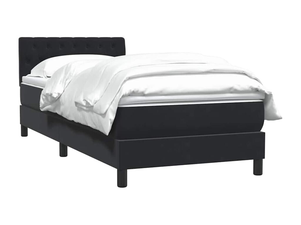 Chicyla bed base with black 80x220 cm velvet mattress QDJQ89382