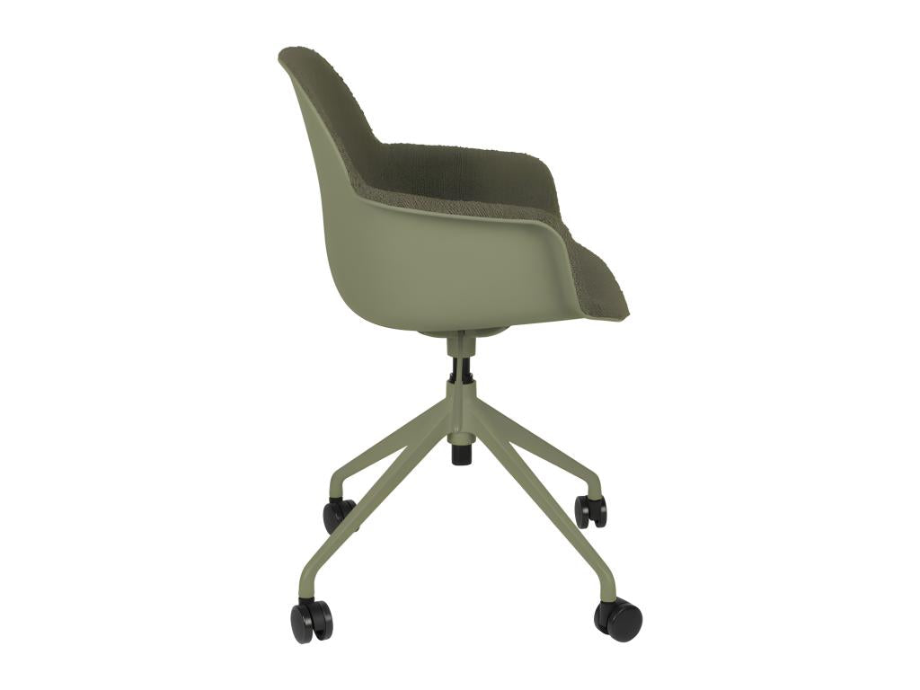 Domopure Kuip - Swivel office chair in bouclé fabric with armrests, Domopure Colour - Green TIKH71056