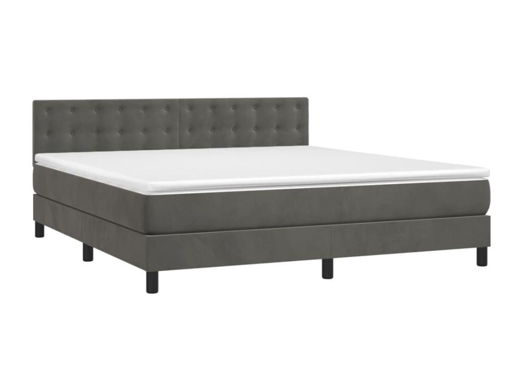 Upholstered bed base and mattress, Dark Grey, 180x200cm, Velvet, LKNU81377