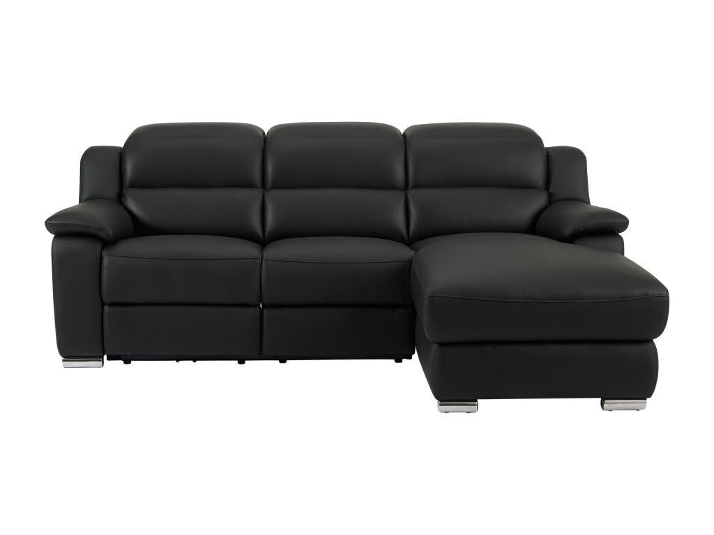 Chicyla III VRMN26630 Electric Right-Hand Corner Sofa in Black Leather