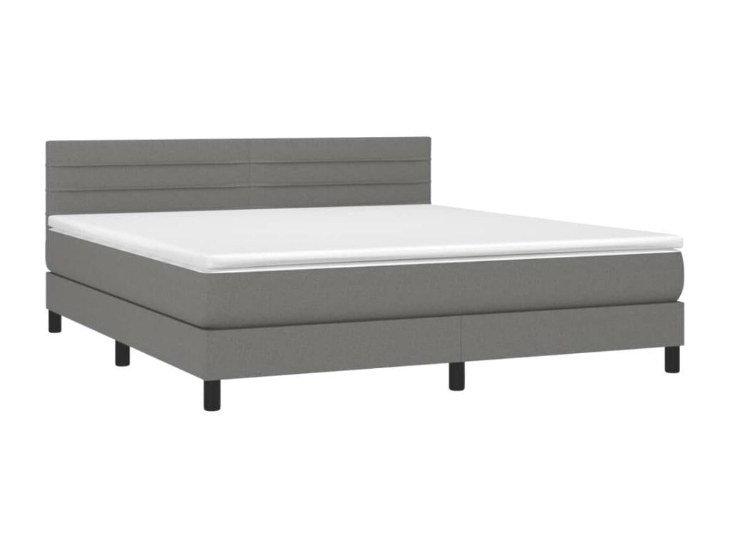 Upholstered bed base and mattress with LED lighting, Dark Grey, 180x200 cm, Fabric NXCV21506