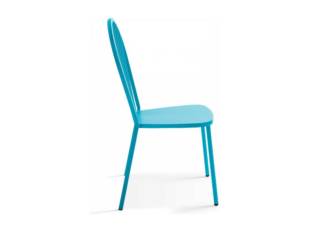Chicyla AIYV75853 Bistro Garden Table and 2 Chairs in Blue Steel