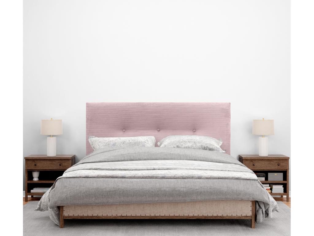 Chicyla Plain Corduroy Headboard with Buttons 160x115 with Bed Legs 150/160 - Pale Pink VECH56698