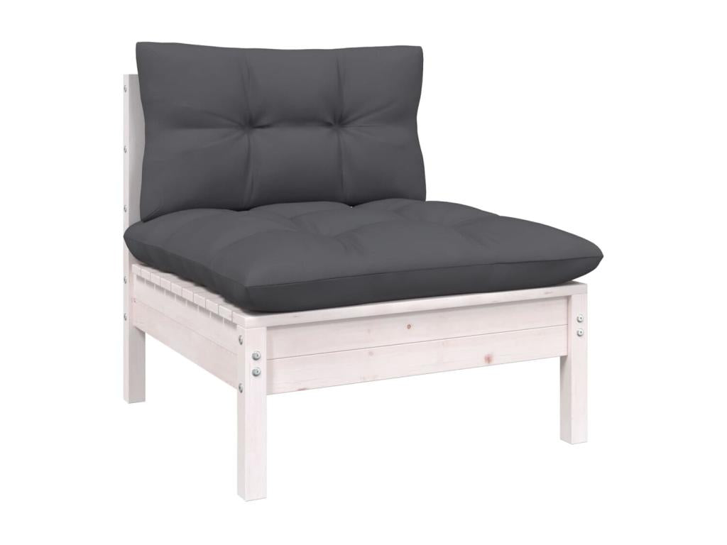 9-piece garden furniture set with cushions, white pine wood BUZV24491