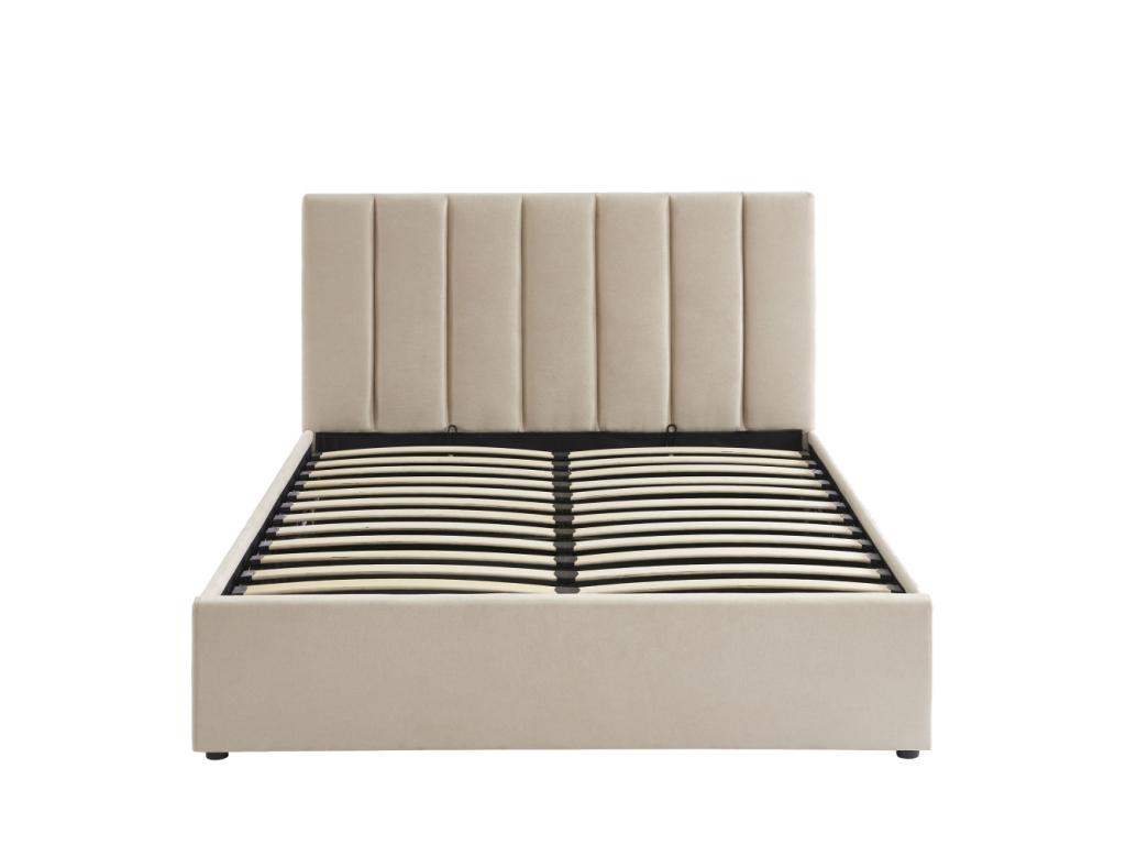 Chicyla - Upholstered storage bed in fabric 140x190cm - Beige XMDW24147