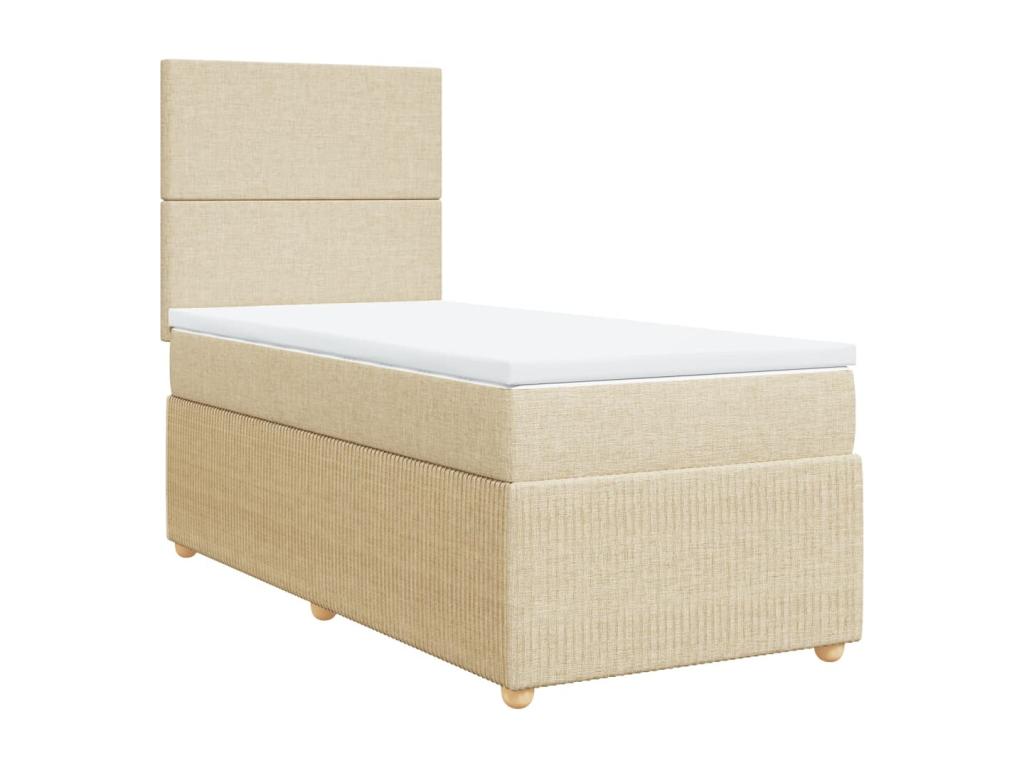 Meublori bed base with cream mattress 80x200 cm fabric