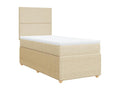 Meublori bed base with cream mattress 80x200 cm fabric
