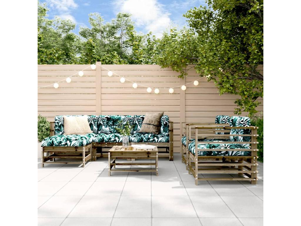 7-piece garden furniture set with cushions, impregnated pine wood YSHF43409