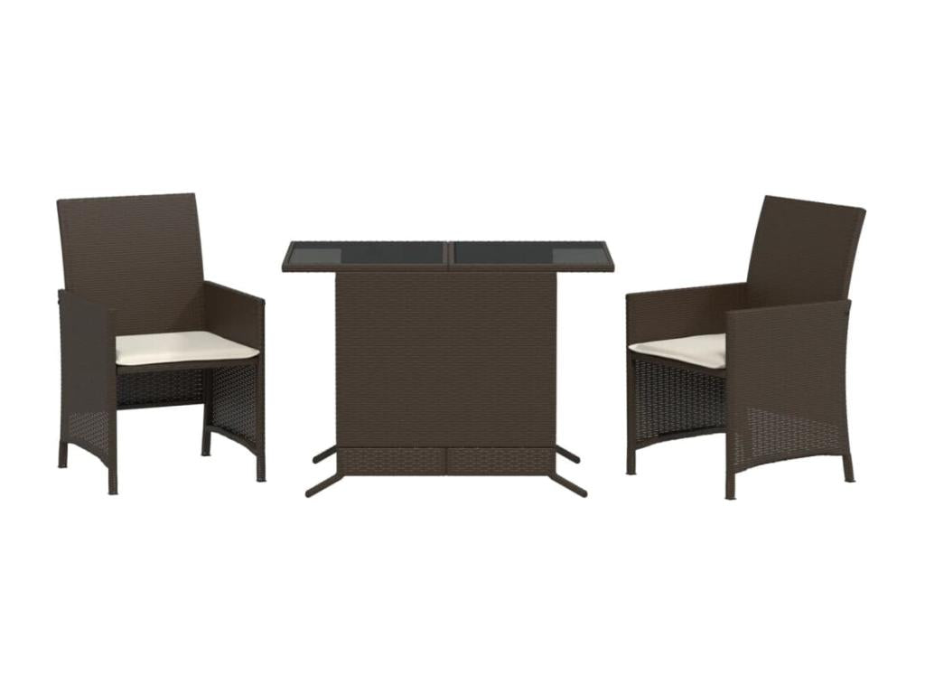 Domopure 3-piece set with brown resin wicker cushions PMXD96547