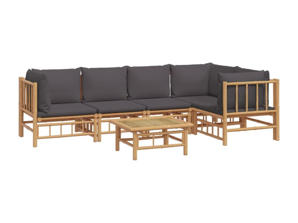 Domopure BYOF77642 6-piece garden furniture set with dark grey cushions