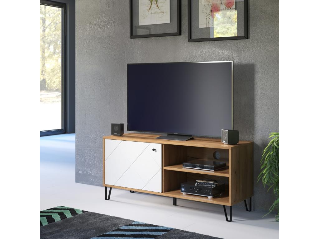 Domopure TWLR99546 White Touch TV Stand 123x56x40 cm