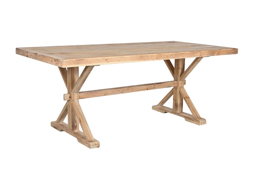 Dining table, wooden dining table, natural color - length 200 x depth 100 x height 80 cm SMNW09913