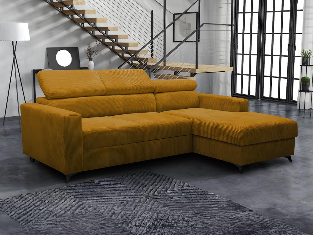 Chicyla 191 Yellow Corner Sofa with Sleeping Function and Bedding Box, 236x172x82cm PKKH73074
