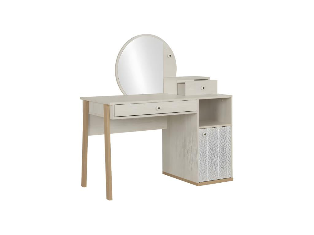 Dressing table with 1 door and 2 drawers, whitewashed wood - Chicyla LMND97413