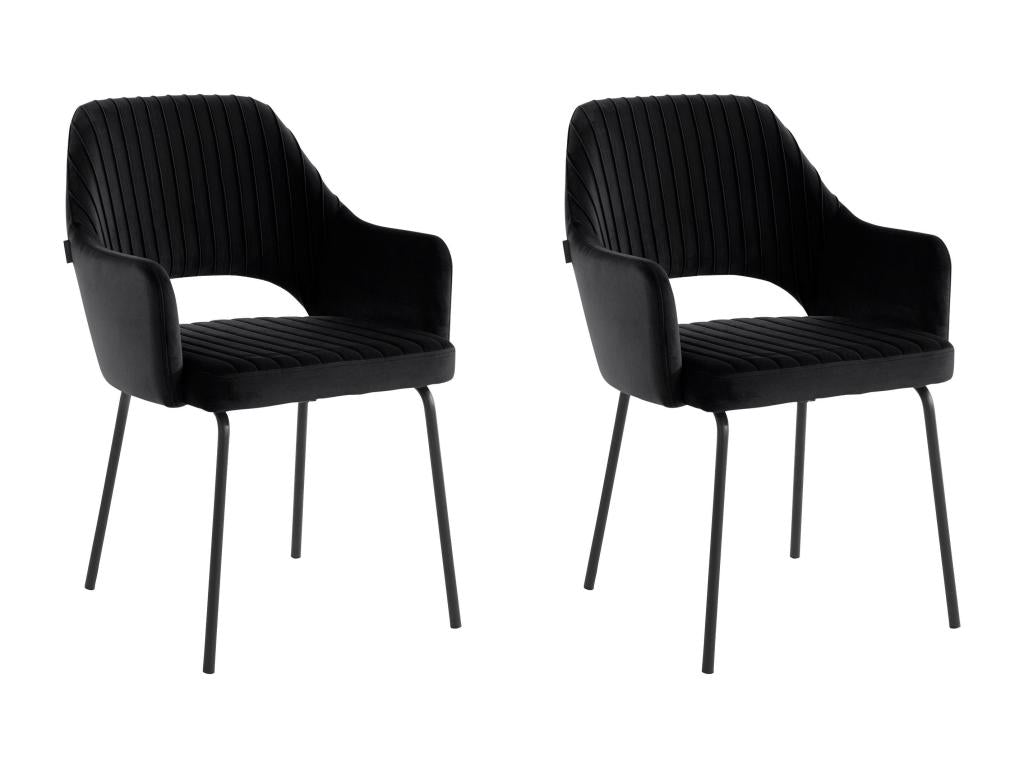 Britney - Set of 2 Black Velvet Upholstered Dining Chairs QPKO79401
