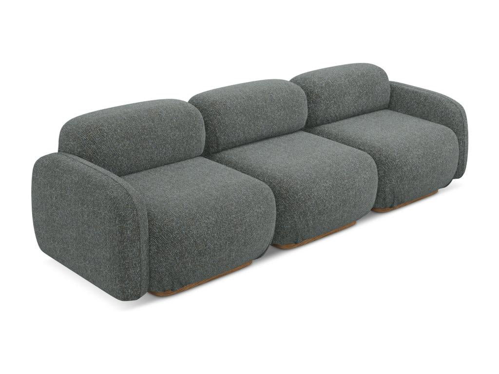 Modular 4-seater sofa in textured fabric - steel - Chicyla OULZ61672