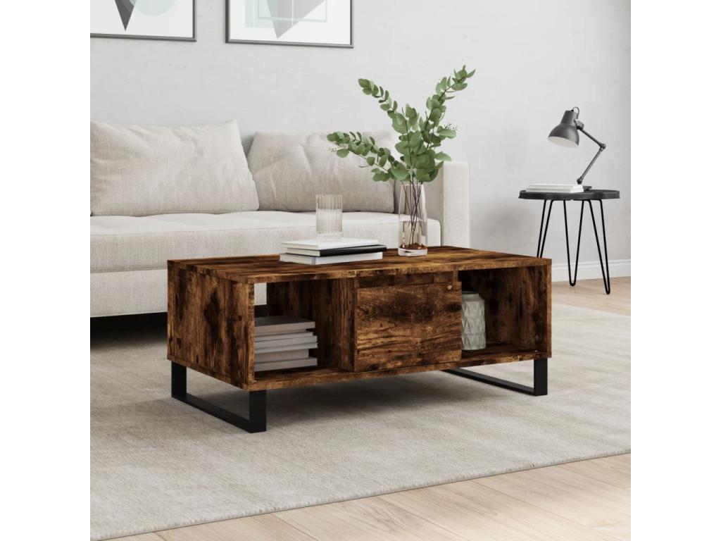 Smoked Oak Coffee Table 90x50x36.5 cm Engineered Wood QGXS82960