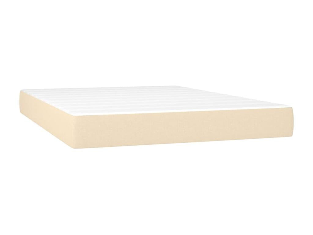 Upholstered bed base with mattress, Cream, 140x200 cm, Fabric QMKL24106