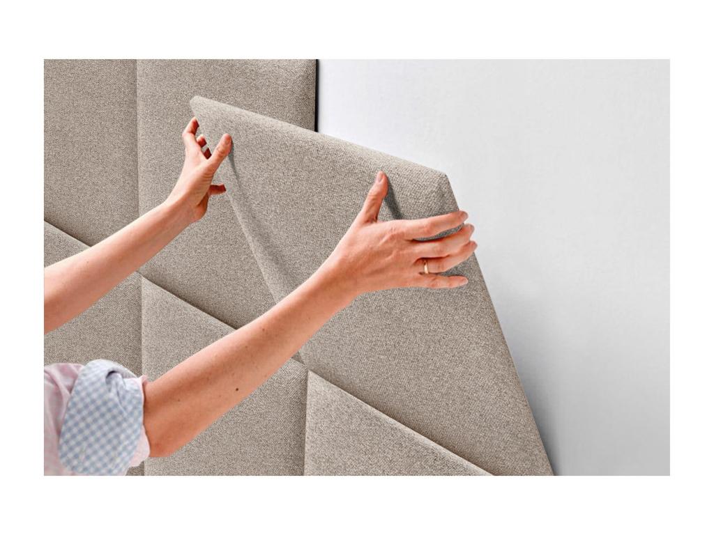 Domopure Aqualine fabric upholstered headboard composed of interchangeable self-adhesive bed panels for luxury bedroom Sand 105 cm YZRK18441