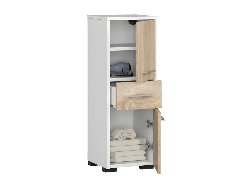 Domopure FIN White Bathroom Column 30 cm 2 Doors 1 Drawer Oak Front Domopure 3 Shelves 30x30x85 cm SFOD66076