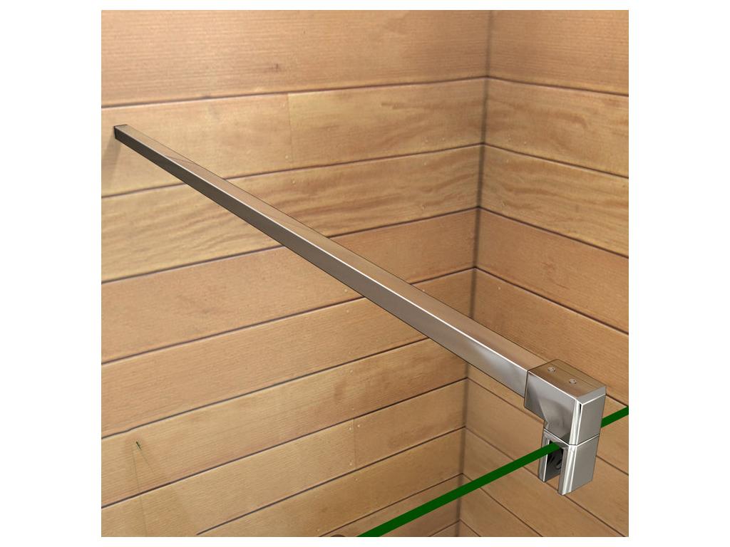 Walk-in shower screen 90 x 30 x 200 cm with pivoting return panel - 8 mm tempered glass - With 90 cm square support bar VMKC14977