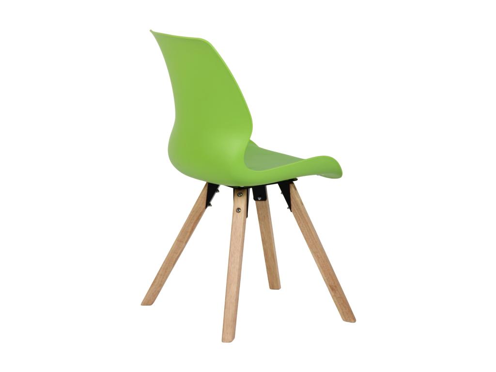 Set of 4 Dining Chairs - Plastic/Wood - Green - Domopure LXLD21840