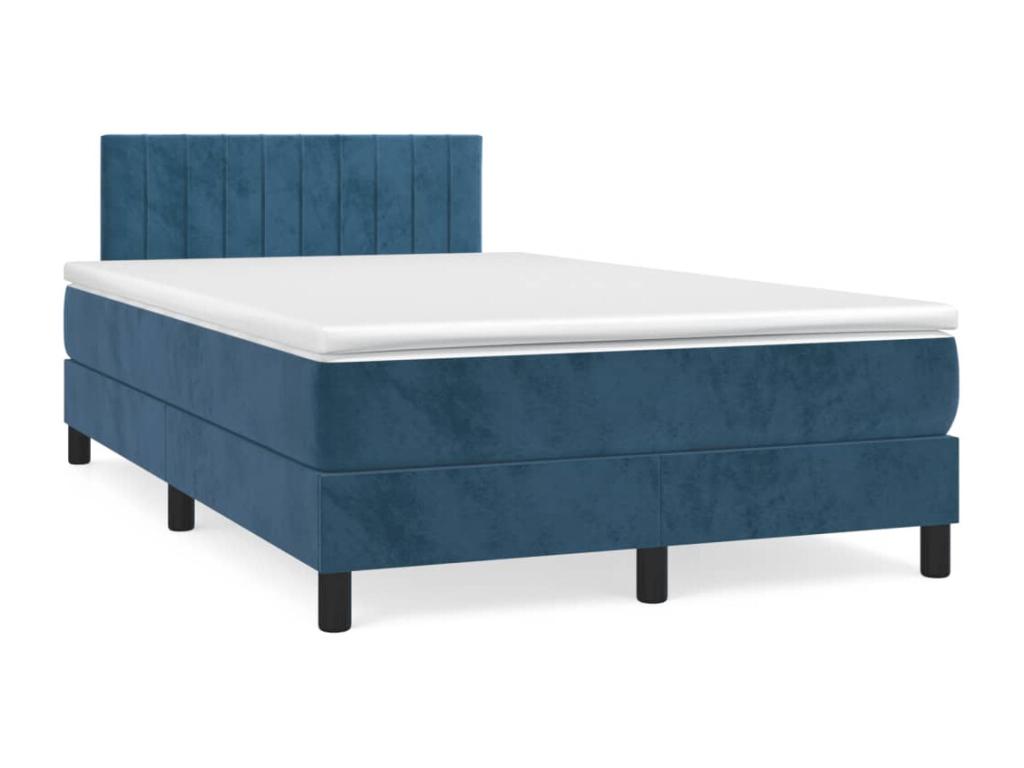 Upholstered bed base and mattress, Dark Blue, 120x200cm, Velvet, RZQO02016