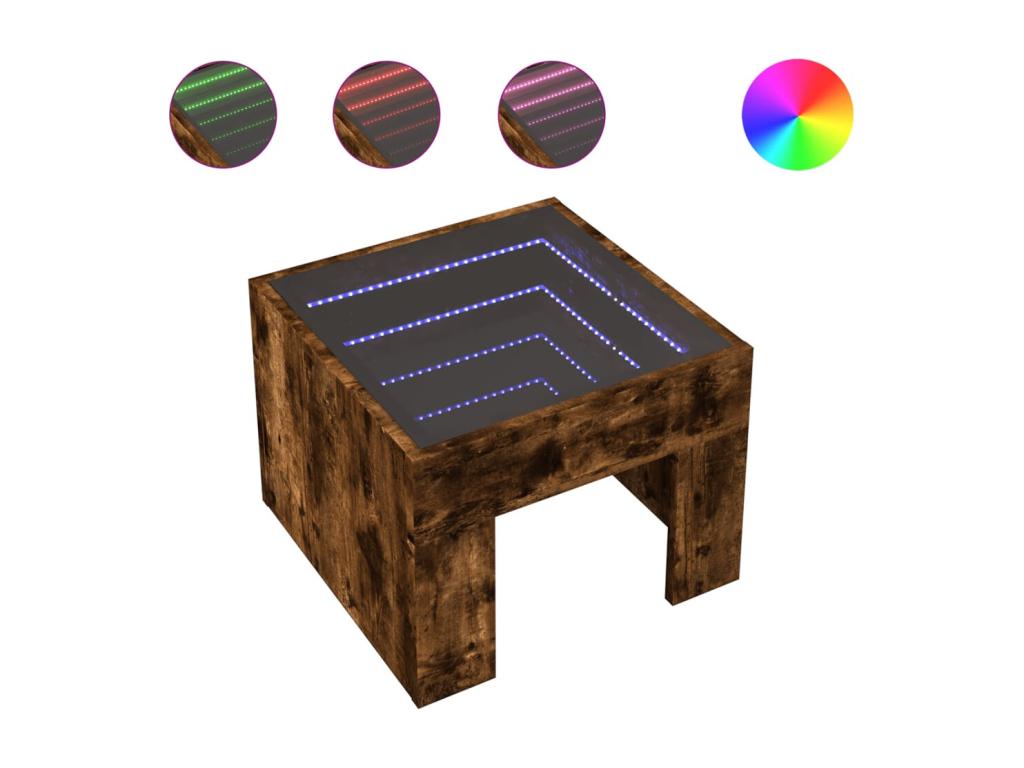 Bedside table with infinity LED, smoked oak, 40x40x30 cm, XRCC13221