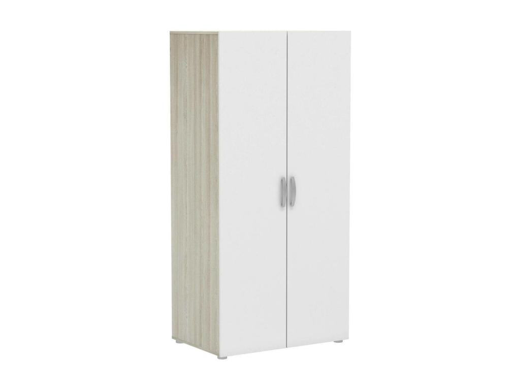 Chicyla 2-Door Wardrobe, Bedroom Furniture, Walk-in Closet, Clothes Storage, 79x52x166 cm, Light Oak and Matte White, RHFL38073