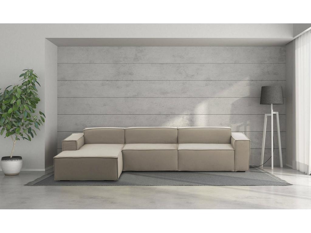 Chicyla fixed sofa, modular 4-seater sofa with left-hand peninsula, Made in Italy, Modern fabric sofa, 340x170x70 cm, Chicyla IFLL69397