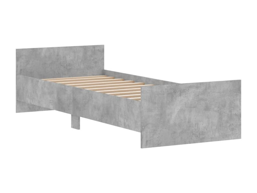 Concrete grey bed frame 75x190cm small single engineered wood LDTV87139