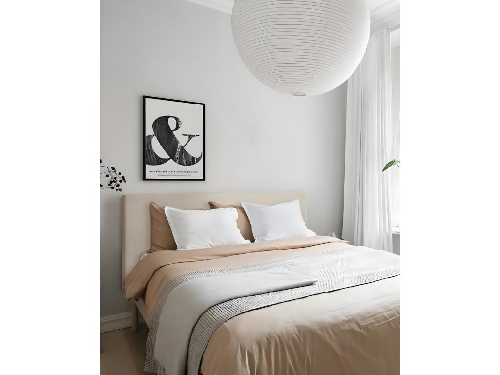 Faux leather headboard with beige buttons, 160x80cm - Domopure FXJF86390