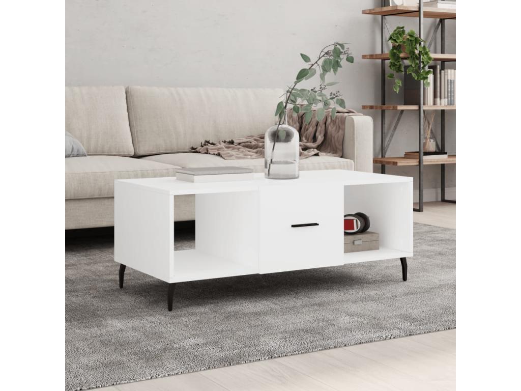 White coffee table 102x50x40 engineered wood TQMI75970