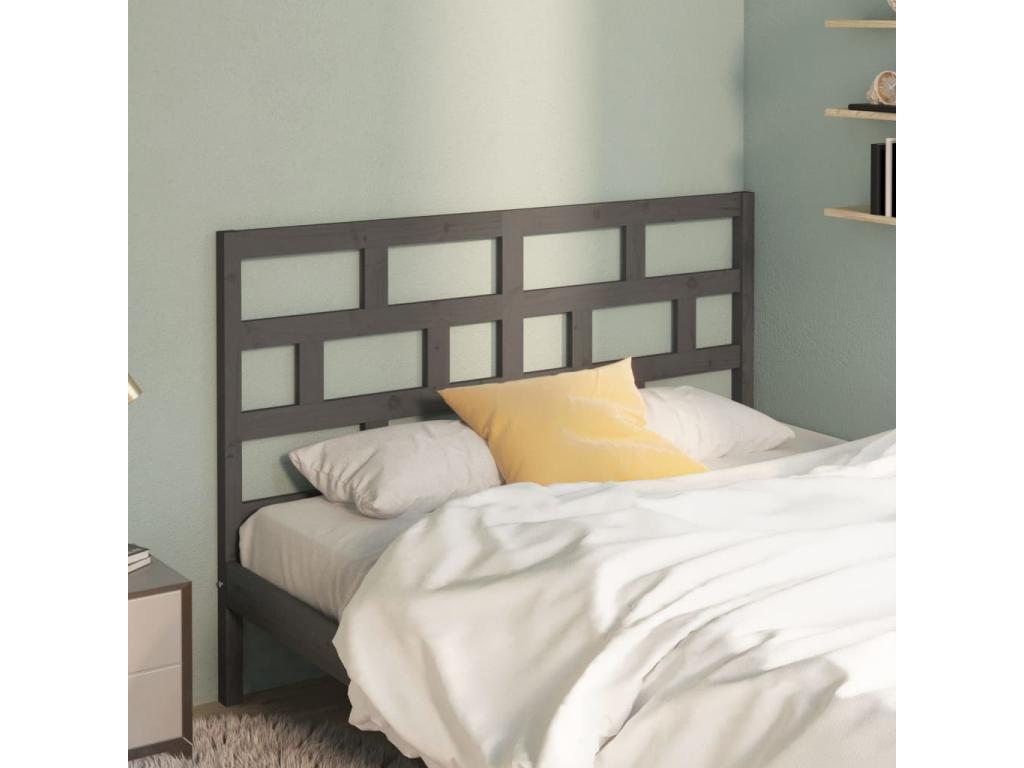 Grey Headboard 126x4x100 cm Solid Pine Wood QGBE32643