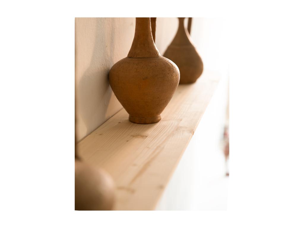 Round shelf in natural floating fir wood 160x3.2cm - Meublori