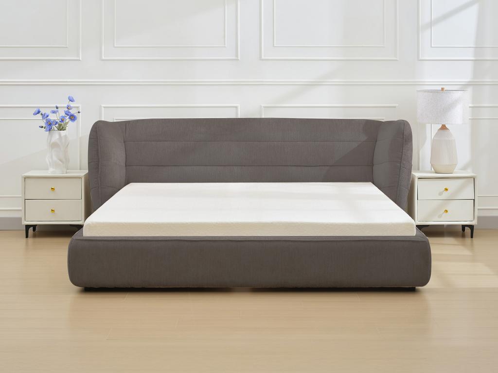 160x200 cm bed with curved headboard - Bouclé fabric - Grey - Chicyla BFPN20367