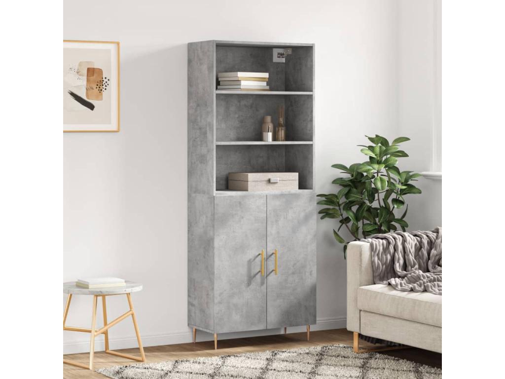 High sideboard, concrete grey, 69.5x34x180 cm, engineered wood, QZQC91542