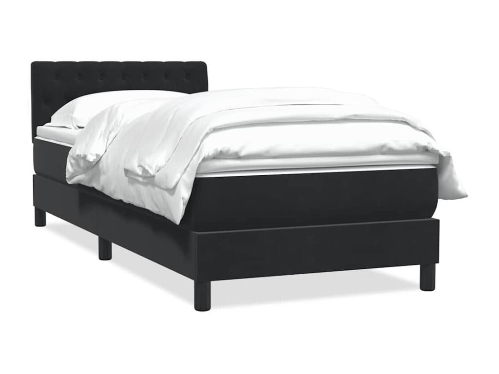 Chicyla bed base with black 80x220 cm velvet mattress QDJQ89382