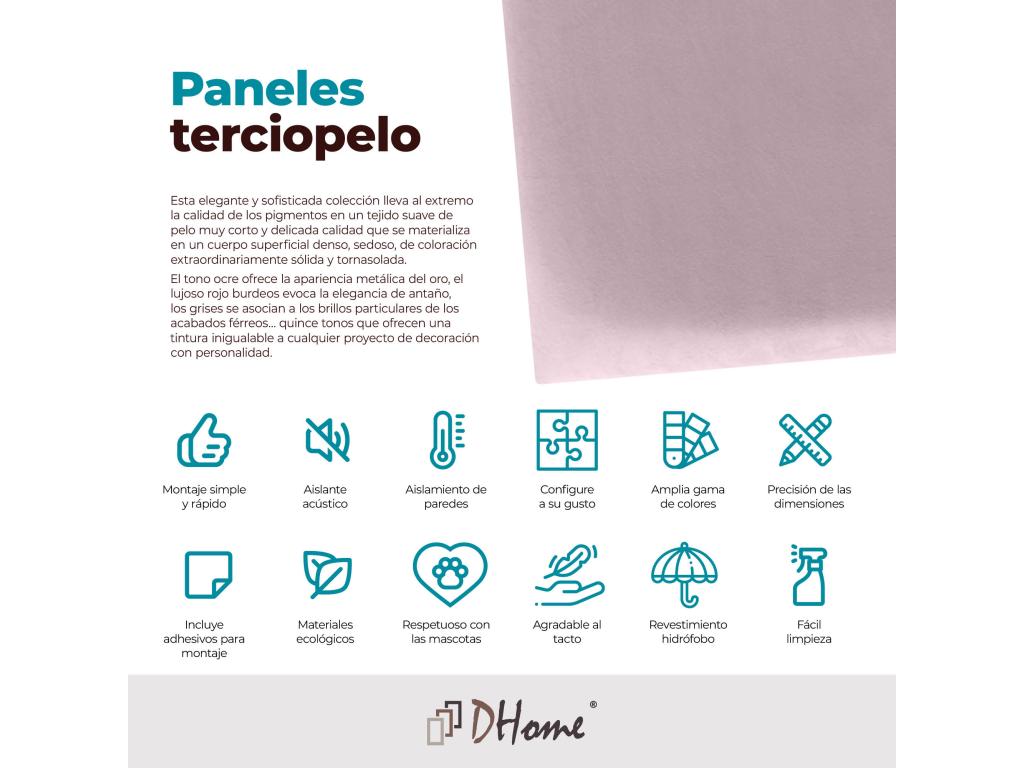 Domopure Premium Velvet Padded Self-Adhesive Acoustic Wall Panels, Shock Absorbing, Headboard, Salmon, 50x50cm CDWO51052