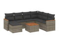 8-piece garden furniture set with grey resin wicker cushions