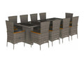 11-piece garden dining set with grey poly rattan cushions LZEY77234